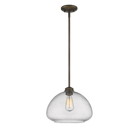 Z-Lite Amon 1 Light Pendant, Olde Bronze And Clear Seedy 722P13-OB